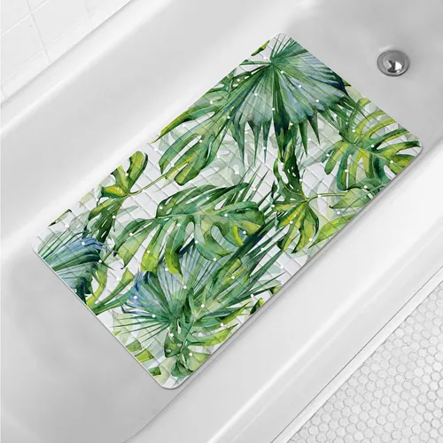 Miniatura 18 de Tapete de baño floral bohemio morado antideslizante con flores abstractas para ducha, tapete de baño botánico para bañera con ventosas y agujeros