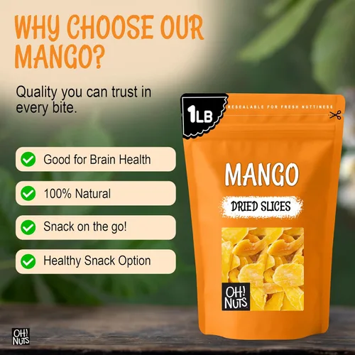 Miniatura 7 de Oh! Nuts Mango seco – 1 libra – Rebanadas de frutas secas – Menos azúcar añadido – Bocados de frutas deshidratados – Empaquetado en bolsa de cierre