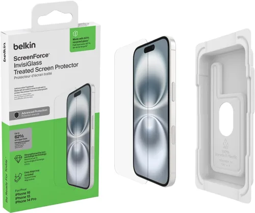 Miniatura 18 de Belkin ScreenForce InvisiGlass - Protector de pantalla de privacidad para iPhone 16 Plus, protección contra impactos resistente a los arañazos