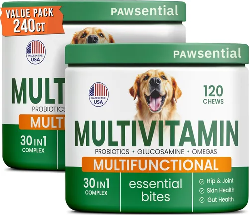 Miniatura 11 de Vitaminas para perros + glucosamina, multivitaminas masticables + probióticos, omega, soporte de cadera y articulaciones, piel y abrigo, salud