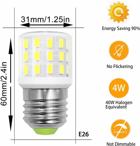 Miniatura 5 de Bombilla LED de repuesto para refrigerador CA 100-265V 3.5W KEI D34L E26 40W lámpara equivalente halógena luz blanca 6000K 600Lm 4W Electrodoméstico