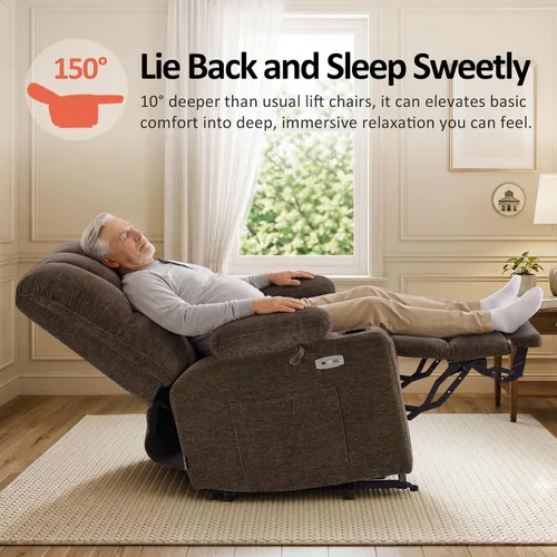 Miniatura 4 de MCombo Silla Reclinable Elevadora Eléctrica de Gran Tamaño para Ancianos, Silla Elevadora con Calor y Masaje, Reclinable Elevadora para Grandes