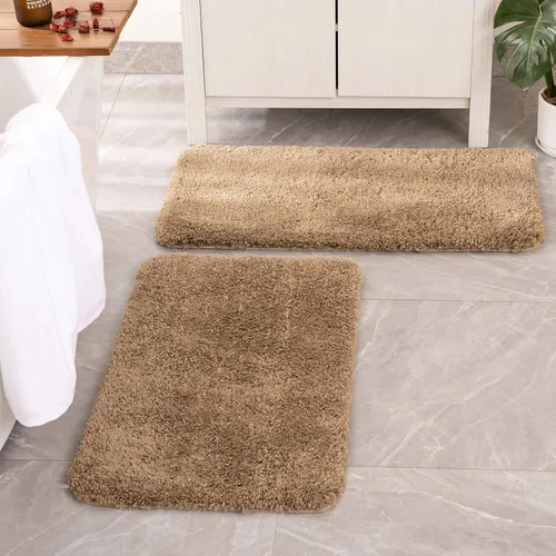 Miniatura 110 de MIULEE Juego de 2 alfombras de baño antideslizantes peludas extra gruesas y suaves, alfombrillas de baño de microfibra suave absorbente de agua