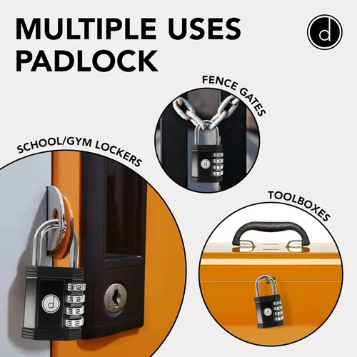 Miniatura 3 de Candado: cerradura de 4 dígitos de combinación para lockers de gimnasios, deportes, escuelas & empleados, aire libre, vallas y almacenamientos. Todo