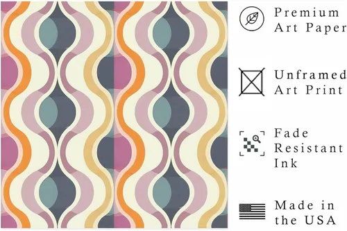 Miniatura 2 de Ethan Taylor Abstract Wall Art Prints Unframed Square Posters 'Retro 70s Hippie Groovy Pattern XV' Retro Home Décor for Living Room, Bedroom