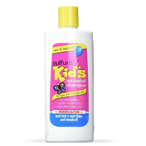 SULFUR8 Champú anticaspa para niños, 7.5 onzas, control de caspa medicado suave para picazón en el cuero cabelludo, limpieza suave con fragancia