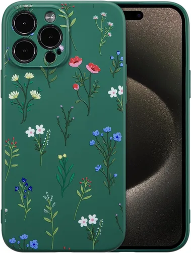 Miniatura 16 de RALEAVO Funda Floral para iPhone 12, Cubierta de Silicona Líquida con Bonito Patrón de Rama de Flores para Niñas y Mujeres, Funda Protectora de Goma