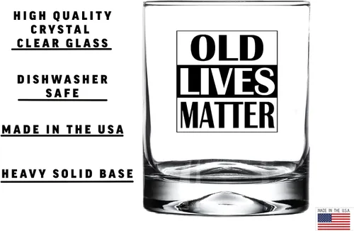Miniatura 2 de Rogue River Tactical Divertida taza de cristal de whisky con texto en inglés "Old Lives Matter", regalo para él, para hombres, papá, mamá, abuelo