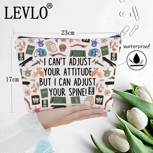 Miniatura 2 de LEVLO Bolsa de cosméticos para quiroprácticos, regalo para terapeuta de masaje, no puedo ajustar tu actitud, pero puedo ajustar tu columna vertebral