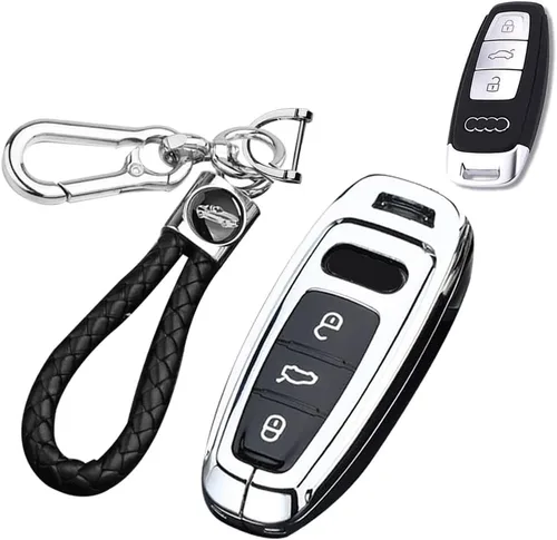 Miniatura 10 de SANRILY Funda para llave Audi con llavero, negro, gris (Gray-Black)