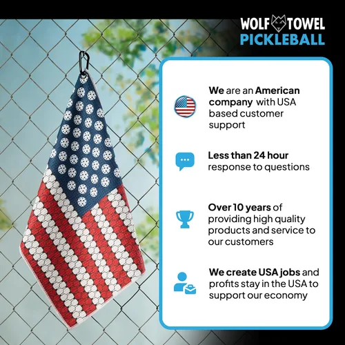 Miniatura 5 de Wolf Golf Towels Toalla de pickleball Regalos de pickleball Paletas de bandera estadounidense Toalla deportiva Regalo de jubilación