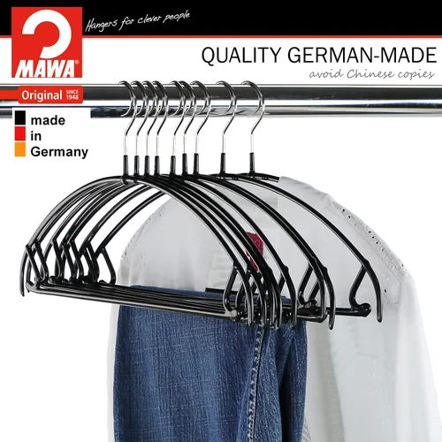 Miniatura 3 de Mawa by Reston Lloyd Euro Ultra Light/Thin Series, Percha antideslizante que ahorra espacio con barra y ganchos para pantalones y faldas
