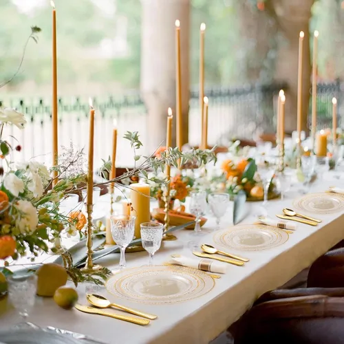 Miniatura 6 de Bestluck 350 piezas de platos de plástico transparentes con ribete dorado para 50 invitados, juego de vajilla desechable para fiesta y boda
