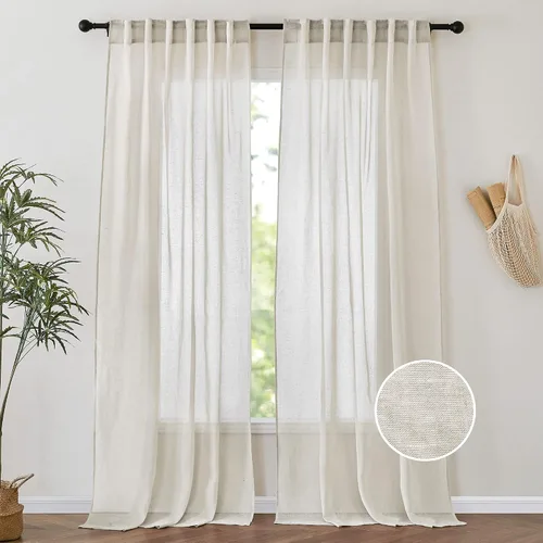 Miniatura 15 de PONY DANCE Cortinas transparentes de 84 pulgadas de largo, filtro de luz de gasa con aspecto de lino semitransparente para decoración del hogar