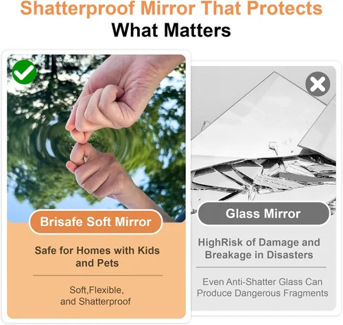 Miniatura 3 de Brisafe Mirror Film, Made in Japan, Unbreakable, 360° Foldable, Double-Sided Mirror, Lightweight, Width 47.2 x Height 66.9 inches (120 x 170 cm)