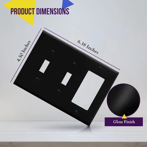 Miniatura 2 de ENERLITES - Placa de pared combinada para interruptor de triple palanca, 2 interruptores de palanca/1 interruptor decorativo, tamaño estándar 3