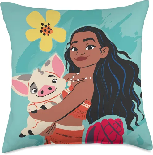 Miniatura 5 de Disney Princesa Moana and Pua - Almohada para manta (16.0 x 16.0 in), multicolor