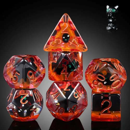 Miniatura 17 de Juego de dados de conejo DND, DNDND 7 dados poliédricos de resina con bolsa de terciopelo para juegos de rol D&D Dungeons and Dragons
