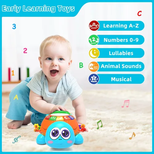Miniatura 2 de Hanayo Juguetes para bebés de 6 a 12 meses, juguetes musicales de tortuga para bebés que gatean para niñas de 12 a 18 meses, juguete educativo