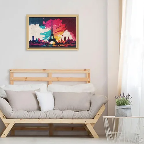 Miniatura 6 de Painting Paris Jigsaw Puzzle, Paper Wood Composite Material Zigsaw with Storage Bag and Reference Picture Easy to Solve 500/1000 Pieces
