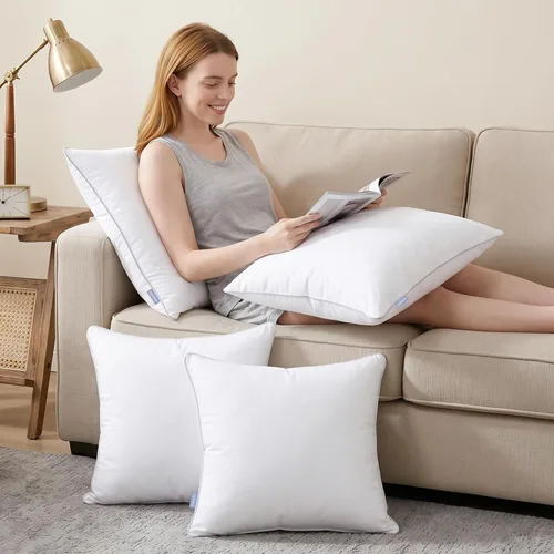 Miniatura 6 de Leeden - Juego de 2 rellenos de almohada de 30 x 50 cm, insertos de cojín con funda de 100% algodón, insertos rectangulares decorativos para sofá