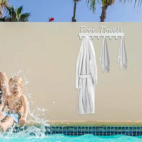 Miniatura 4 de Ganchos para toallas de piscina para baño, soporte para toallas, soporte de toalla de acero al carbono, organizador para interiores y exteriores