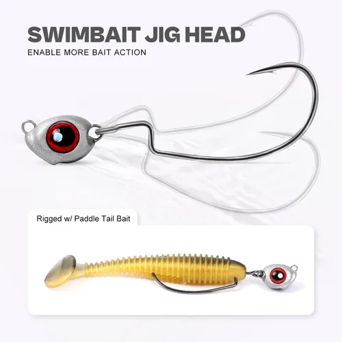 Miniatura 2 de OJY&DOIIIY - Cabezales de pesca con diseño de ojo de pez, paquete de 12/20 ganchos con peso para pesca de Texas Rig o Ned Rig 1/8 3/16 1/4 3/8 onzas
