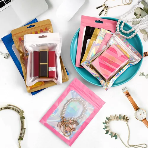 Miniatura 5 de ANZNKU 300 bolsas holográficas de Mylar resellables, bolsas resellables de 4x6 pulgadas para pequeñas empresas, bolsa de kit para resaca a prueba