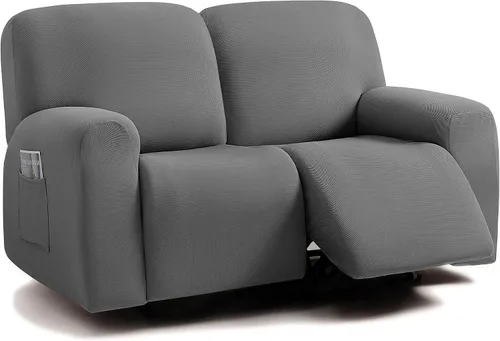 Miniatura 42 de ULTICOR - Juego de 8 fundas para sofá reclinable de jacquard, fundas elásticas para sofá reclinable para 3 cojines, fundas gruesas, suaves y Gris