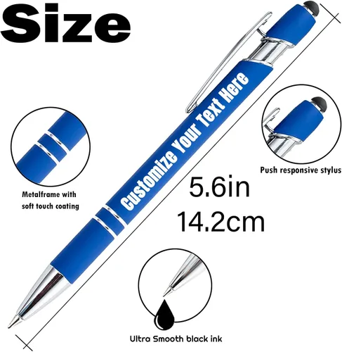 Miniatura 3 de Bolígrafos personalizados, bolígrafo grabado personalizado con punta de lápiz capacitivo, bolígrafo de tinta retráctil personalizado para escritura