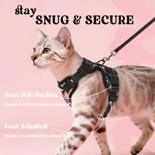 Miniatura 6 de rabbitgoo Cat Harness and Leash Set, Escape Proof Vest, XXS, Berry Pounce Soft Breathable Mesh, No-choke Adjustable Fit, Snap Buckles, Sturdy