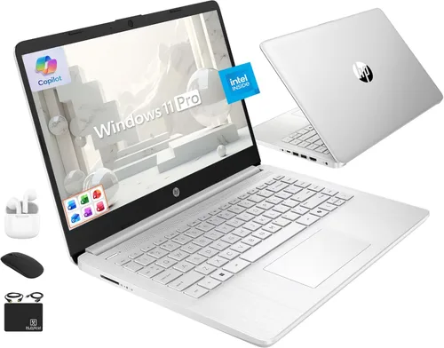 HP Ultrabook 14 Laptop Computadora para negocios de estudio y hogar 2025, MS Office de por vida + Windows 11 Pro, CPU Intel Quad-Core, 16 GB de RAM