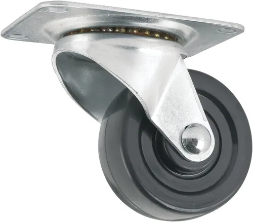 Miniatura 7 de Rueda de rodaja de goma resistente con placa superior rígida no giratoria - 2 pulgadas - capacidad de carga de 125 libras