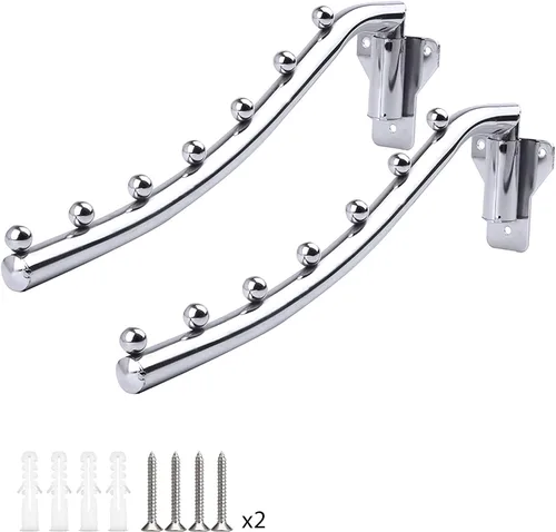 Miniatura 9 de Percha de ropa de acero inoxidable para montaje en pared, perchero plegable con soporte para brazo oscilante, ganchos para colgar barra de ropa, 1