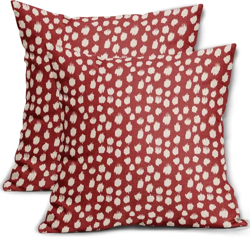 Miniatura 15 de Fundas de almohada marrón y blancas de 18 x 18 pulgadas, juego de 2 almohadas boho grises con lunares, fundas de almohada modernas estampadas