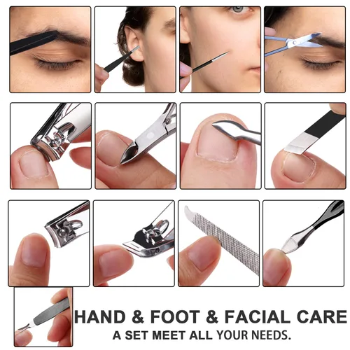 Miniatura 4 de FAMILIFE Kit de Uñas, Juego de Manicura Profesional Kit de Manicura Juego de Cortaúñas, 13 en 1 Juegos de Pedicura de Acero Inoxidable Herramienta