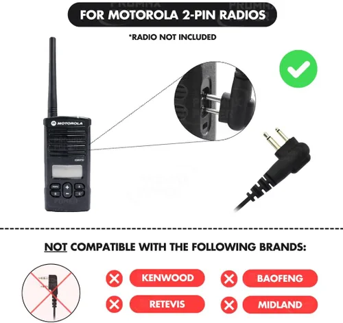 Miniatura 2 de PROMAXPOWER Auricular giratorio PTT de dos vías con forma de C de 1 cable para Motorola CP88, CP100, CP185, CP200D, CLS1110, CLS1410, RDM2070d