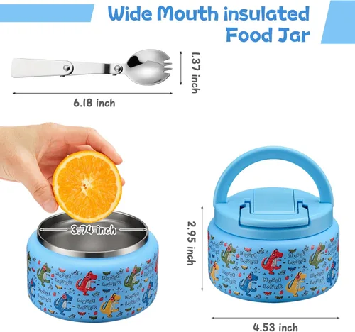 Miniatura 7 de BABHAMNESS Termo para sopa de 13.5 onzas para comida caliente para niños, frasco de comida aislado al vacío con tapa de hebilla, boca ancha a prueba