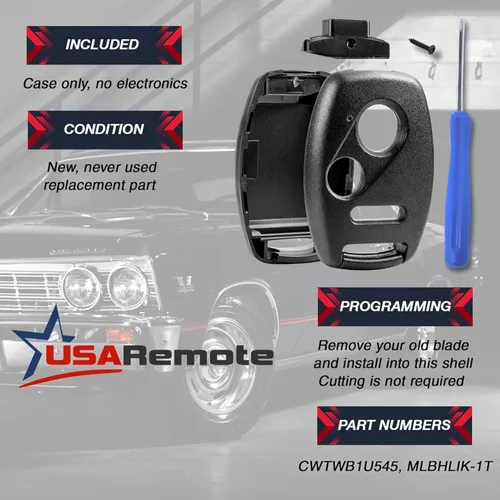 Miniatura 3 de Control remoto de EE.UU. - NO SE REQUIERE CORTE - Carcasa y almohadilla de control remoto llavero de entrada sin llave que se adapta a Honda