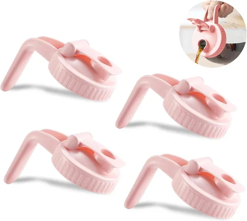 Miniatura 12 de Paquete de 2 tapas para frascos Mason de boca ancha en forma de V con asa, tapa con pico vertedor para frasco Mason con tapa abatible extendida