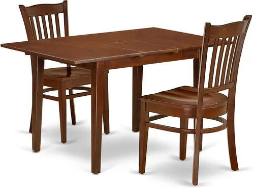 Miniatura 8 de East West Furniture NOGR3-BLK-W - Juego de mesa de comedor de 3 piezas para espacios pequeños que contiene una mesa de comedor rectangular con hoja