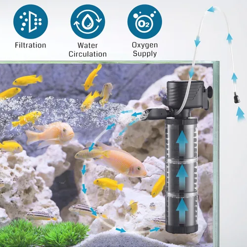 Miniatura 5 de SainSmart XpertMatic - Filtro de acuario para tanque de 70 a 120 galones, filtro interno para tanque de peces con bomba de agua, filtro de esponja