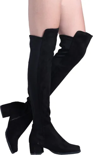 Miniatura 4 de Shoe'N Tale Tacón bajo de bloque grueso para mujer, cómodas botas altas por encima de la rodilla