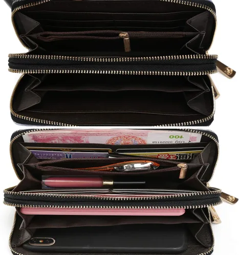 Miniatura 41 de MKF Collection Mia K - Cartera de pulsera para mujer, pequeña cartera de cuero vegano para tarjetas de crédito con cremallera y bolsillo