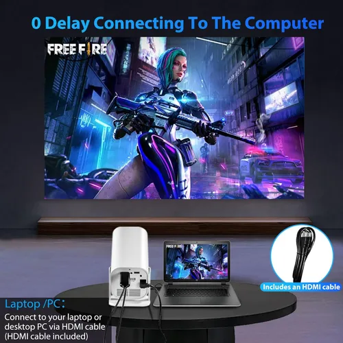 Miniatura 6 de Mini proyector para iPhone, proyector pequeño de 1080P (Bluetooth 5.3 y altavoz integrados), compatible con 4K, giratorio de 210°, proyector