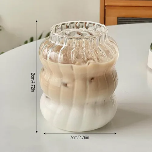 Miniatura 6 de Ochine Vasos acanalados para beber – Vasos de vidrio para vino, café, cócteles, expreso, té helado, agua, bebidas, jugo y cerveza