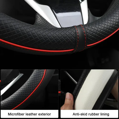 Miniatura 5 de West Llama Funda de cuero de microfibra para volante de automóvil Honda Civic, CR-Z, Insight, S2000, 14-14.25 pulgadas