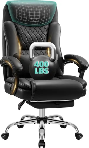 Silla de oficina ejecutiva reclinable de 400 libras con reposapiés, silla de oficina ergonómica grande y alta, sillas de escritorio para oficina en