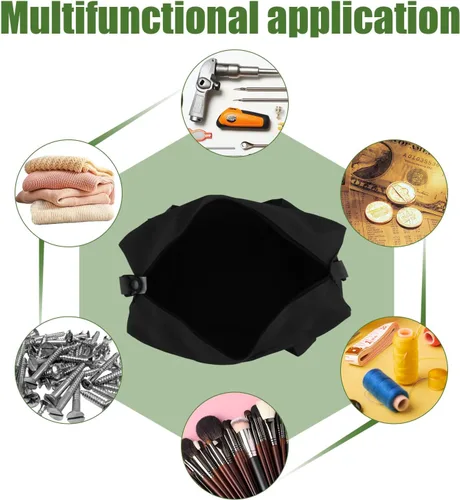 Miniatura 7 de Bolsa de herramientas pequeña, bolsa organizadora de herramientas con tapa cerrada y boca ancha, bolsas de herramientas de gran capacidad para Negro