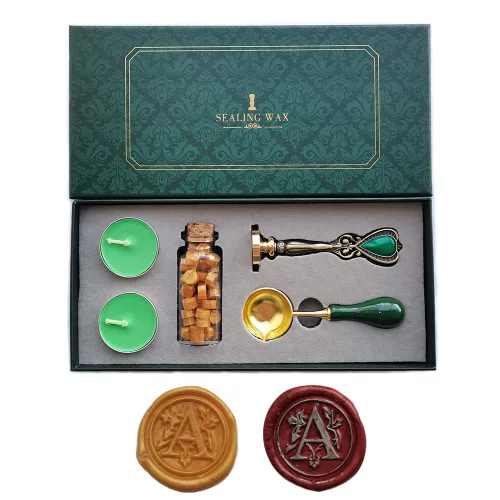Fancy Letter A - Juego de sellos de cera, caja de regalo de estilo europeo, sello personalizado vintage para tarjetas e invitaciones letras C